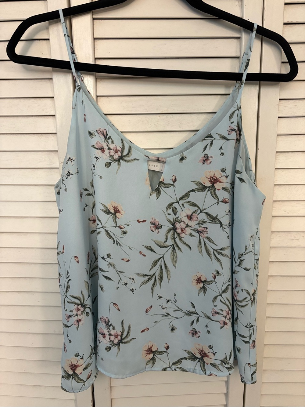 Lush Pale Blue Floral Spaghetti Strap Camisole
